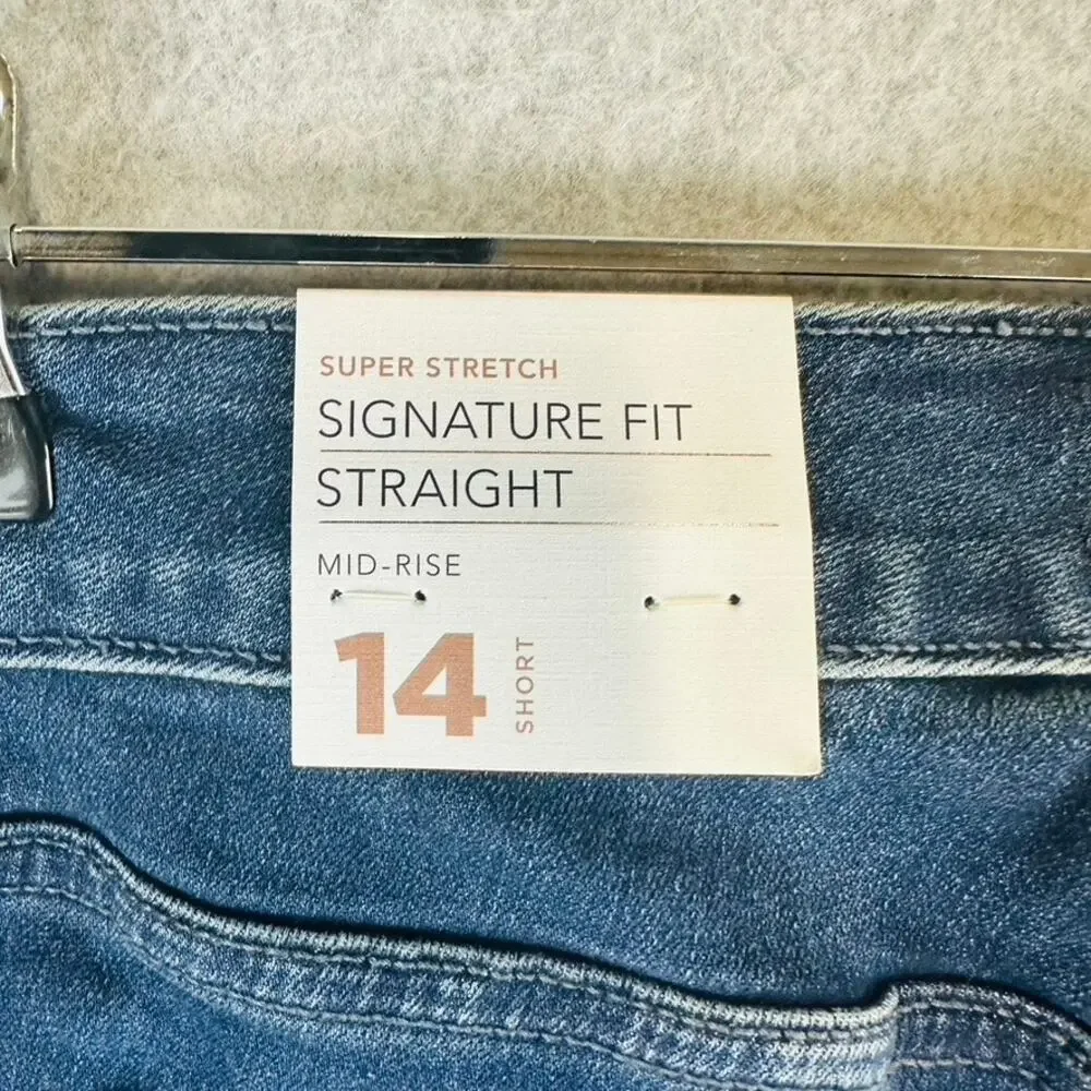 New Lane Bryant Womans 14 Short Jeans Straight Mid Rise Blue Stretch Pockets NWT